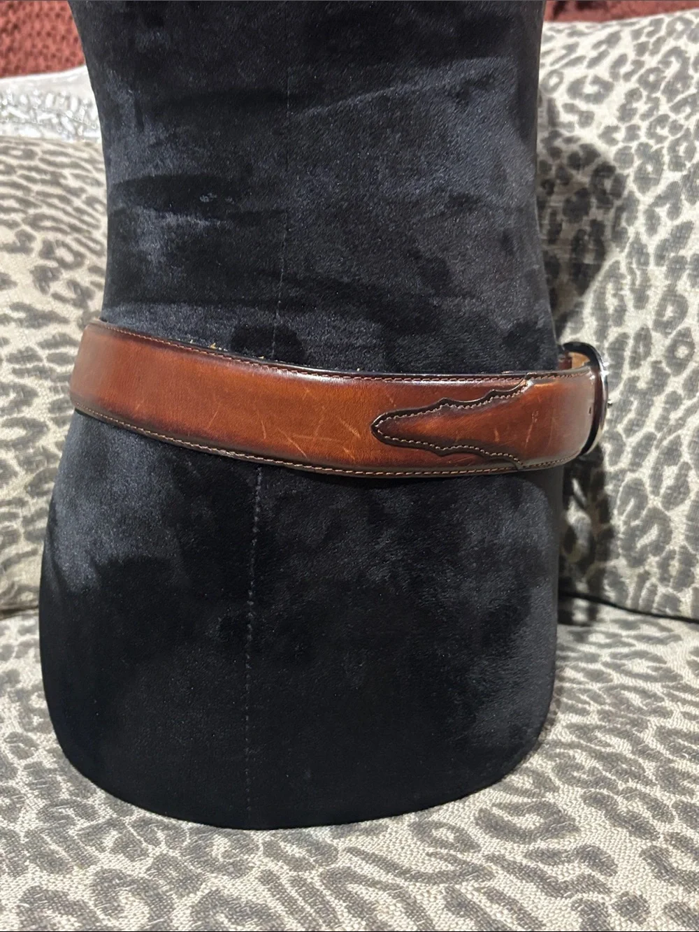 Silver creek brown leather belt western equestrian cowboy classic men’s belt 32